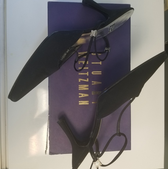 Stuart Weitzman Satin Swarovski Slingbacks - Picture 7 of 8